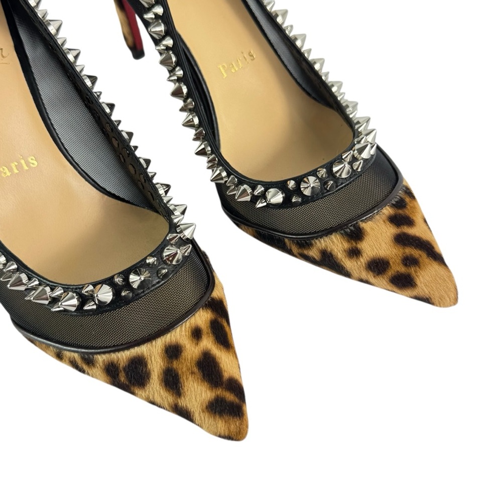 CHRISTIAN LOUBOUTIN Galativi Spikes 85 Leopard Mesh Heels Pump 37 - 7US - Picture 6 of 11